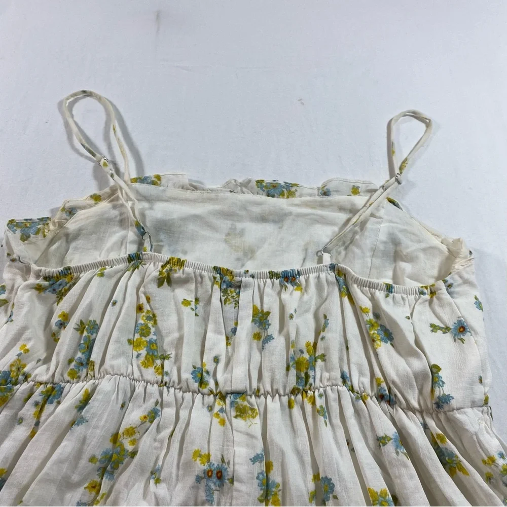 Wild Fable Dress Floral Mini A line full pleated White Yellow Dress Women’s LG - Picture 6 of 10